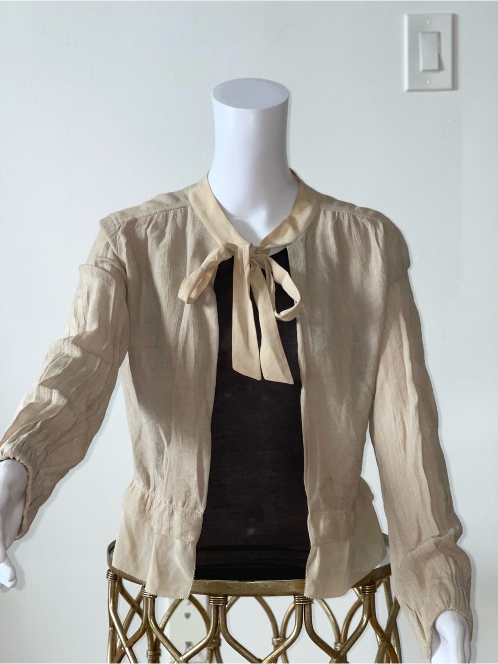 Xs Cream Sheer Blouse / Cape